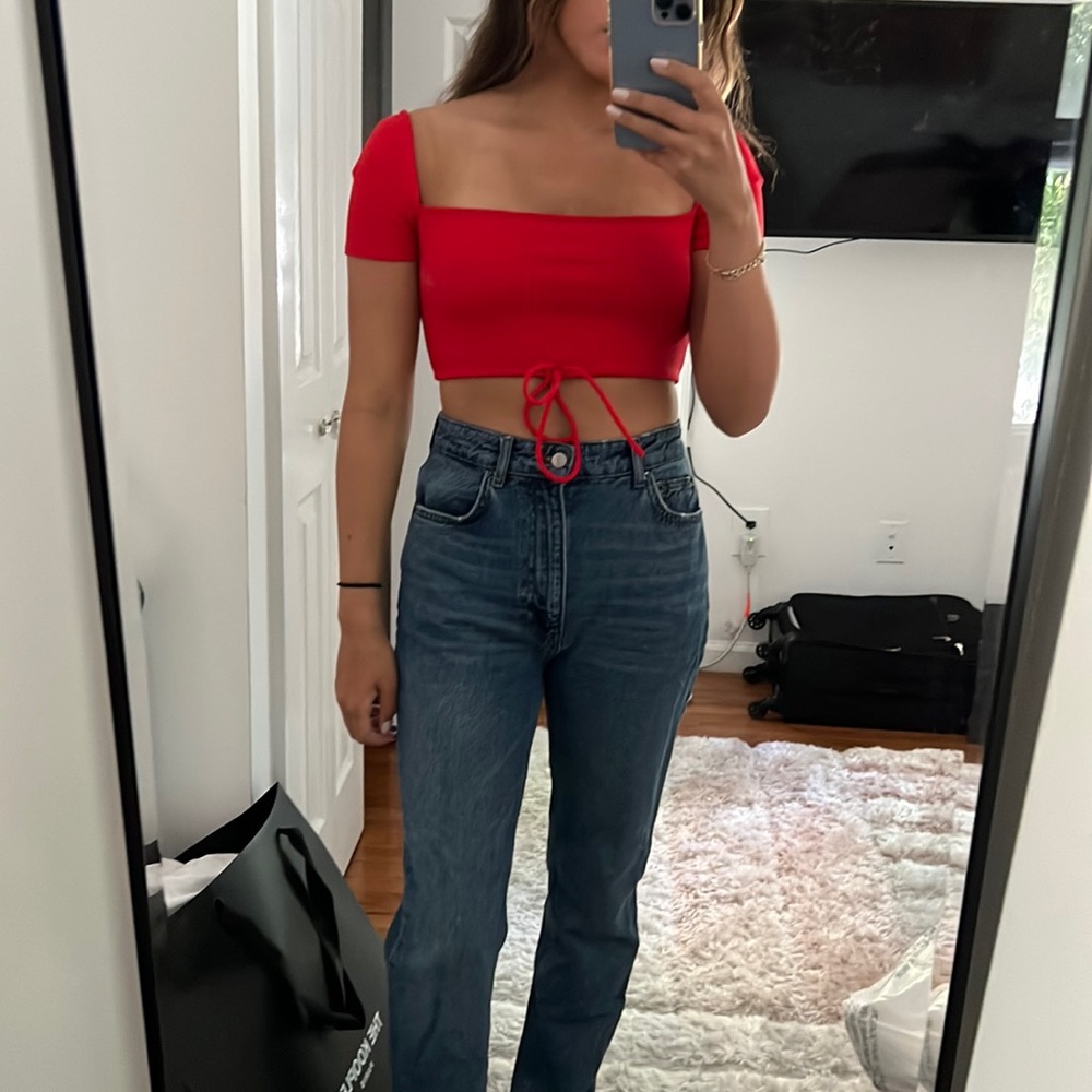 Red crop top worn once